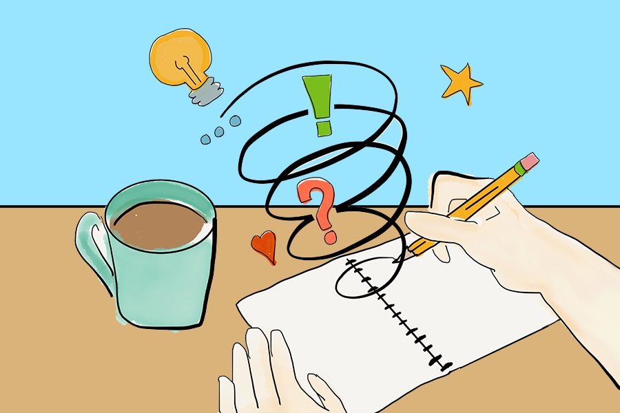 Someone writing in a journal